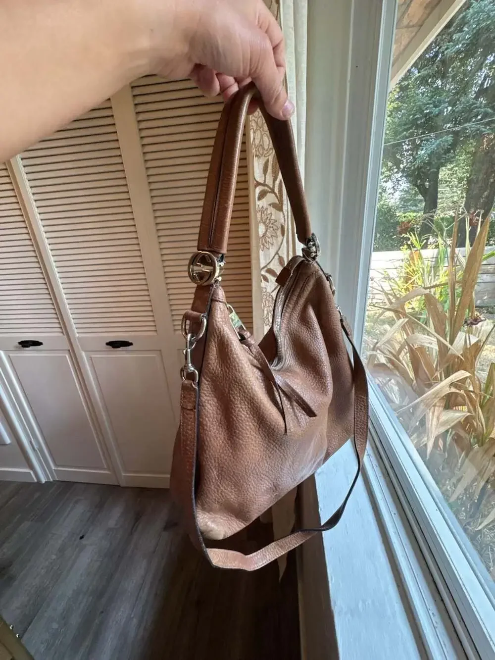 Gucci Miss GG Hobo Brown Leather Shoulder Bag